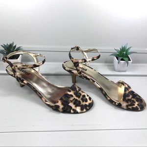 Leopard Print Open Toe Heeled Sandals - Unlisted